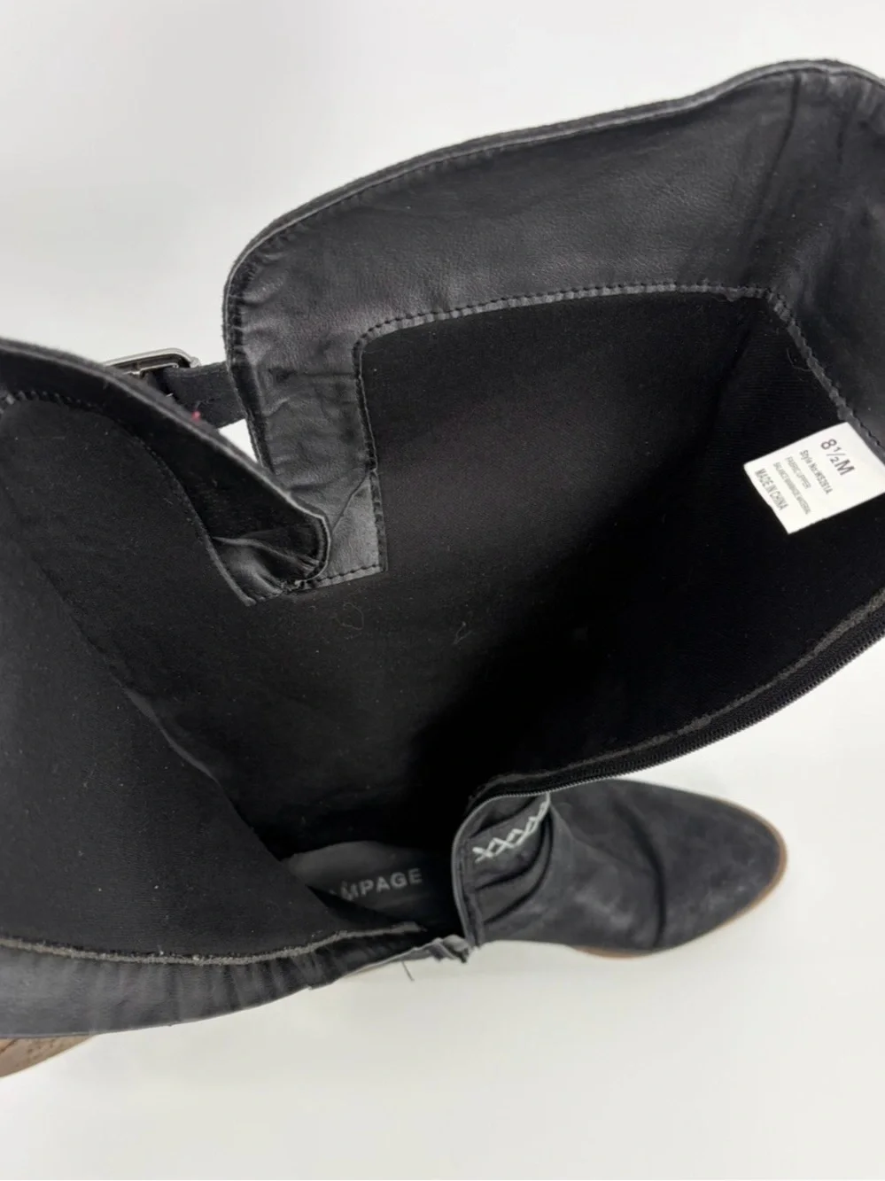 Rampage Darling Black Fabric Almond Toe Wide Calf Equestrian Boot Women's Sz 8.5